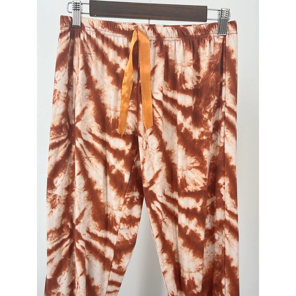Saturdaze Pajama Set Naughty Tie Dye Rust Cream Pants and Cropped Top Sequins L - Picture 6 of 10
